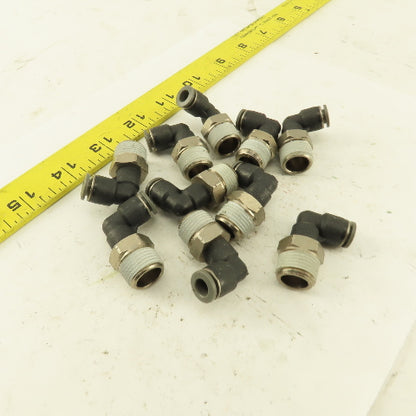 1/4" OD 3/8 NPT Thread Nylon Push to Connect Male 90° Elbow Lot of 10
