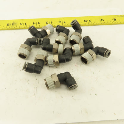 1/4" OD 3/8 NPT Thread Nylon Push to Connect Male 90° Elbow Lot of 10