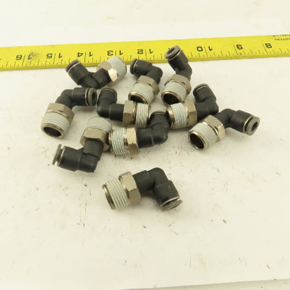 1/4" OD 3/8 NPT Thread Nylon Push to Connect Male 90° Elbow Lot of 10