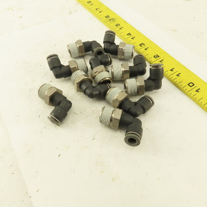 1/4" OD 3/8 NPT Thread Nylon Push to Connect Male 90° Elbow Lot of 10