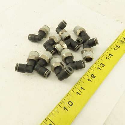 1/4" OD 3/8 NPT Thread Nylon Push to Connect Male 90° Elbow Lot of 10