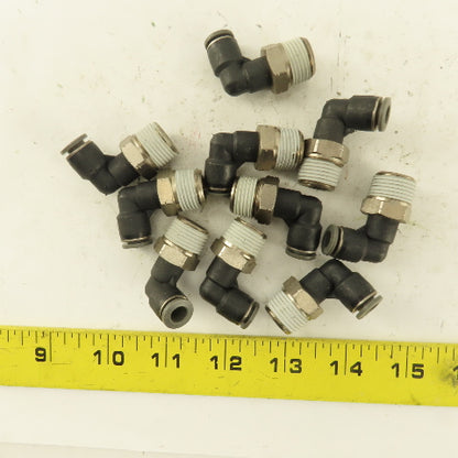 1/4" OD 3/8 NPT Thread Nylon Push to Connect Male 90° Elbow Lot of 10