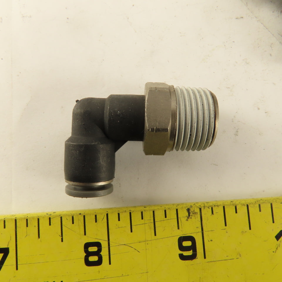 1/4" OD 3/8 NPT Thread Nylon Push to Connect Male 90° Elbow Lot of 10