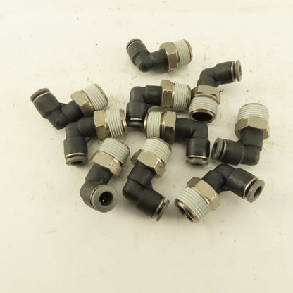 1/4" OD 3/8 NPT Thread Nylon Push to Connect Male 90° Elbow Lot of 10
