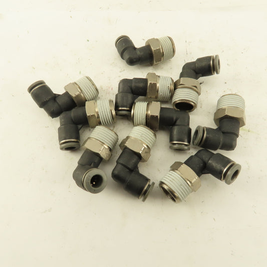 1/4" OD 3/8 NPT Thread Nylon Push to Connect Male 90° Elbow Lot of 10
