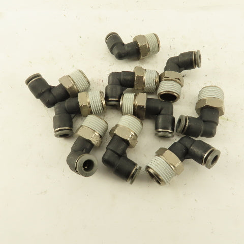 1/4" OD 3/8 NPT Thread Nylon Push to Connect Male 90° Elbow Lot of 10