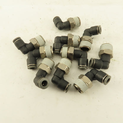 1/4" OD 3/8 NPT Thread Nylon Push to Connect Male 90° Elbow Lot of 10