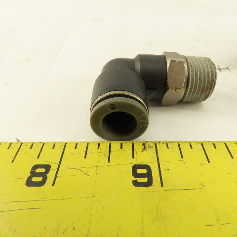 3/8" OD 3/8" NPT Thread Nylon Push to Connect Male 90° Elbow Lot of 10