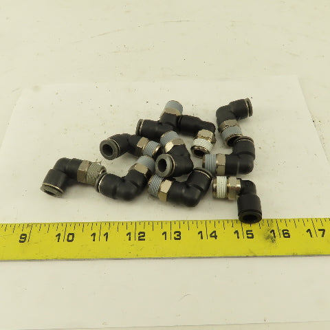 3/8" OD 3/8" NPT Thread Nylon Push to Connect Male 90° Elbow Lot of 10