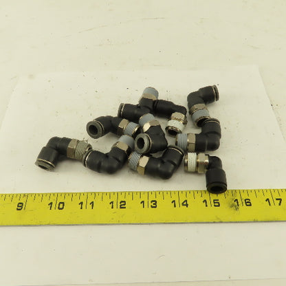 3/8" OD 3/8" NPT Thread Nylon Push to Connect Male 90° Elbow Lot of 10