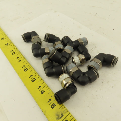 3/8" OD 3/8" NPT Thread Nylon Push to Connect Male 90° Elbow Lot of 10