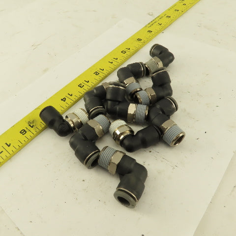 3/8" OD 3/8" NPT Thread Nylon Push to Connect Male 90° Elbow Lot of 10