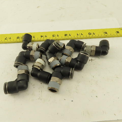 3/8" OD 3/8" NPT Thread Nylon Push to Connect Male 90° Elbow Lot of 10