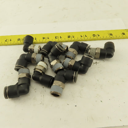 3/8" OD 3/8" NPT Thread Nylon Push to Connect Male 90° Elbow Lot of 10