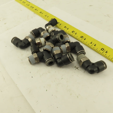 3/8" OD 3/8" NPT Thread Nylon Push to Connect Male 90° Elbow Lot of 10