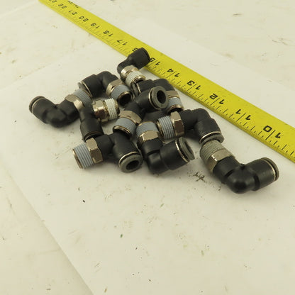 3/8" OD 3/8" NPT Thread Nylon Push to Connect Male 90° Elbow Lot of 10
