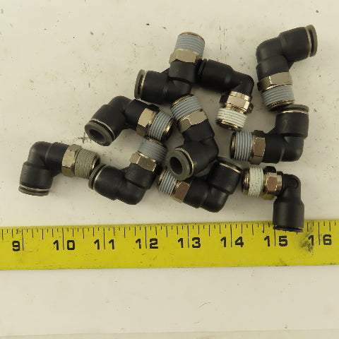 3/8" OD 3/8" NPT Thread Nylon Push to Connect Male 90° Elbow Lot of 10