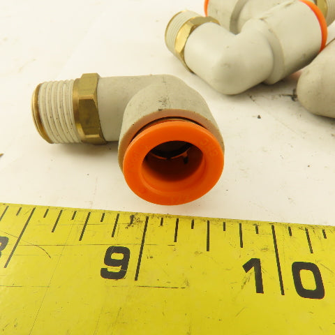 1/2" OD 3/8" NPT Thread Nylon Push to Connect Male 90° Elbow Lot of 13
