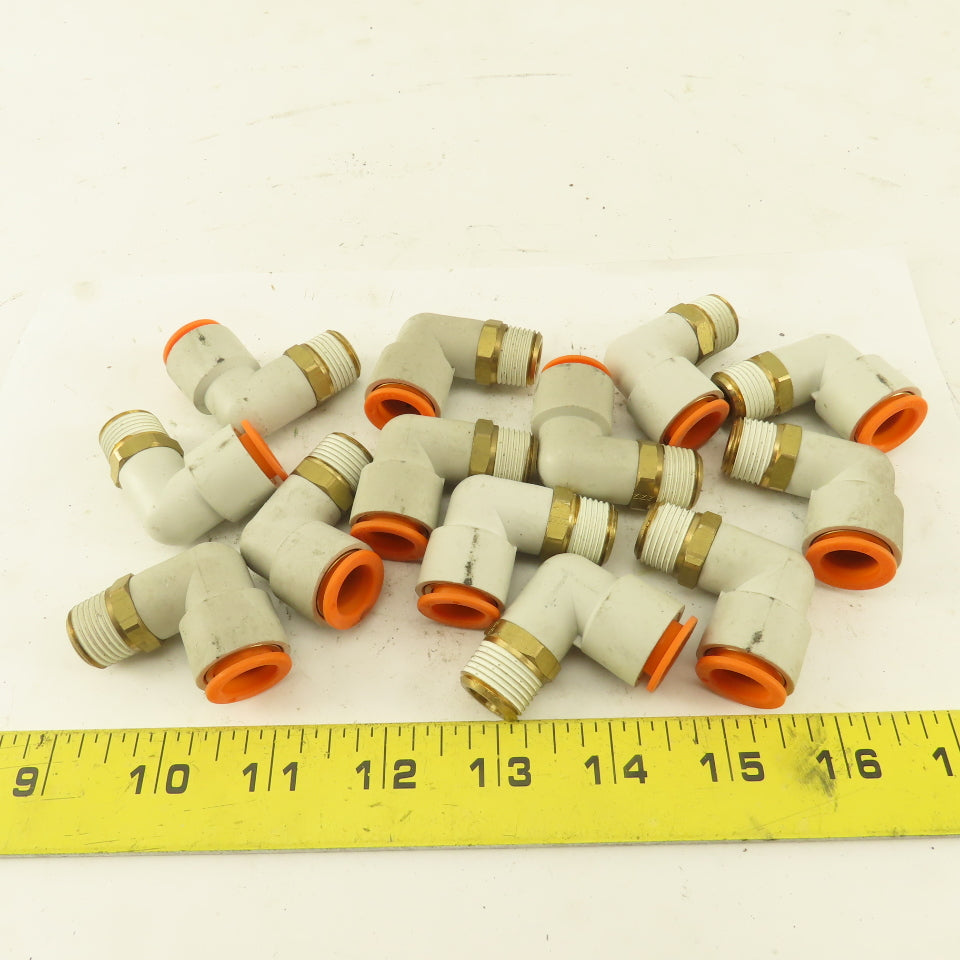 1/2" OD 3/8" NPT Thread Nylon Push to Connect Male 90° Elbow Lot of 13