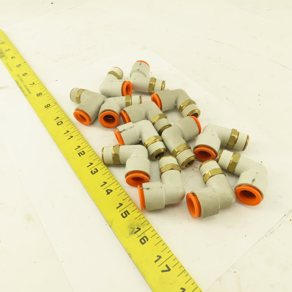 1/2" OD 3/8" NPT Thread Nylon Push to Connect Male 90° Elbow Lot of 13