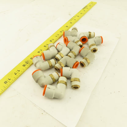 1/2" OD 3/8" NPT Thread Nylon Push to Connect Male 90° Elbow Lot of 13