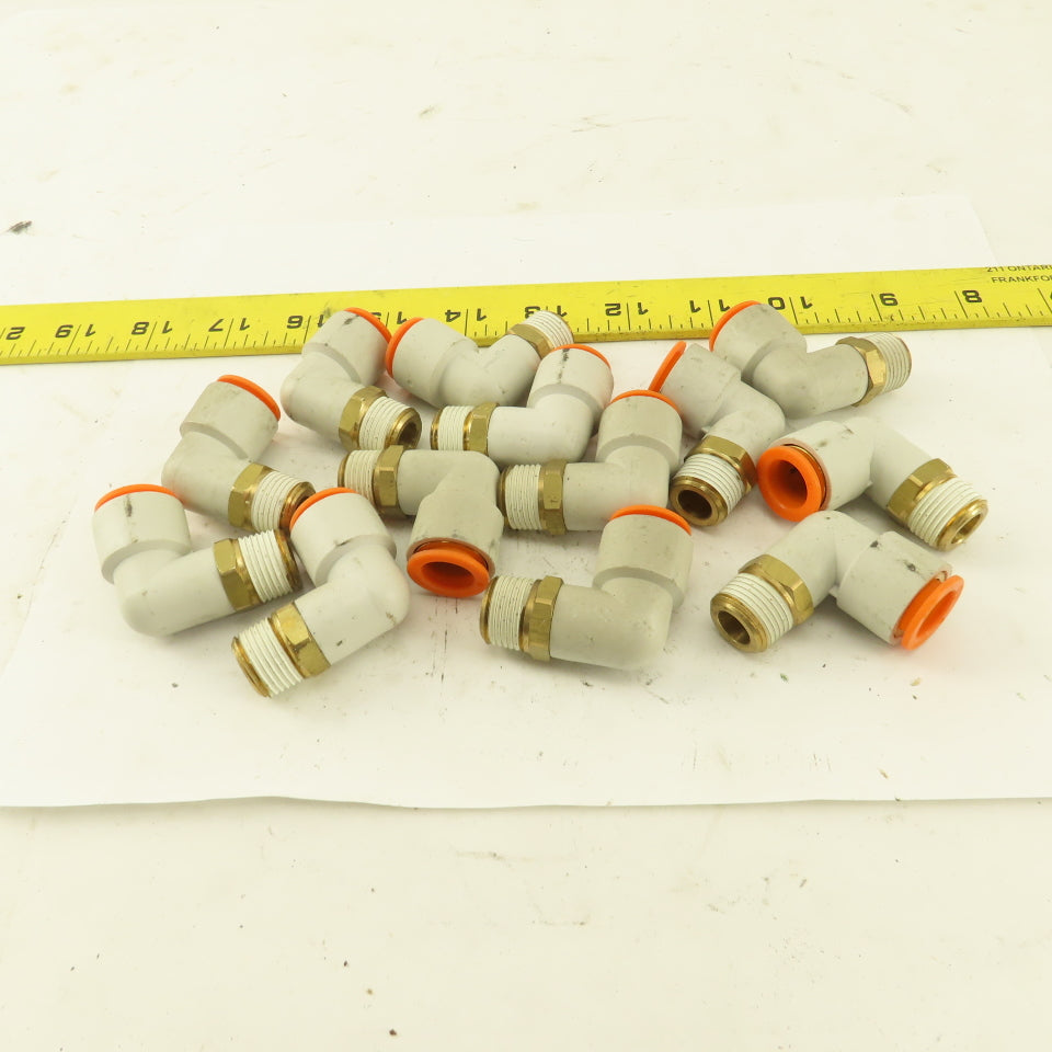 1/2" OD 3/8" NPT Thread Nylon Push to Connect Male 90° Elbow Lot of 13