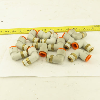 1/2" OD 3/8" NPT Thread Nylon Push to Connect Male 90° Elbow Lot of 13