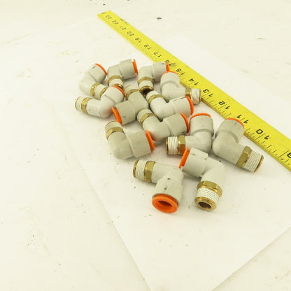 1/2" OD 3/8" NPT Thread Nylon Push to Connect Male 90° Elbow Lot of 13