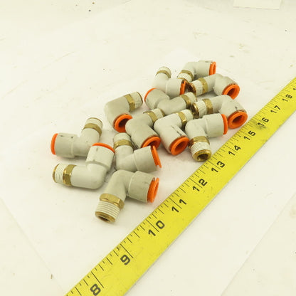 1/2" OD 3/8" NPT Thread Nylon Push to Connect Male 90° Elbow Lot of 13