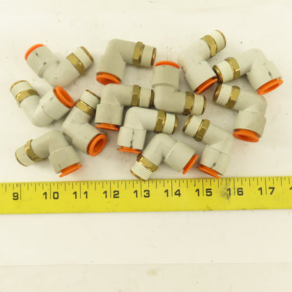 1/2" OD 3/8" NPT Thread Nylon Push to Connect Male 90° Elbow Lot of 13