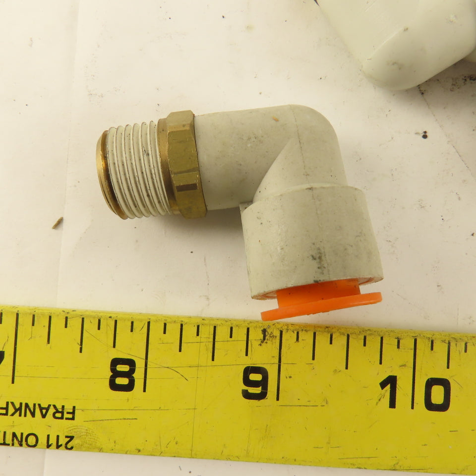 1/2" OD 3/8" NPT Thread Nylon Push to Connect Male 90° Elbow Lot of 13