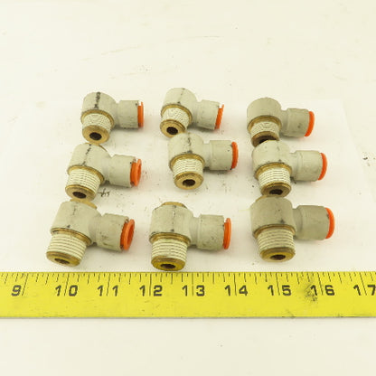 1/2" OD 1/2" NPT Thread Nylon Push to Connect Male 90° Elbow Lot of 9