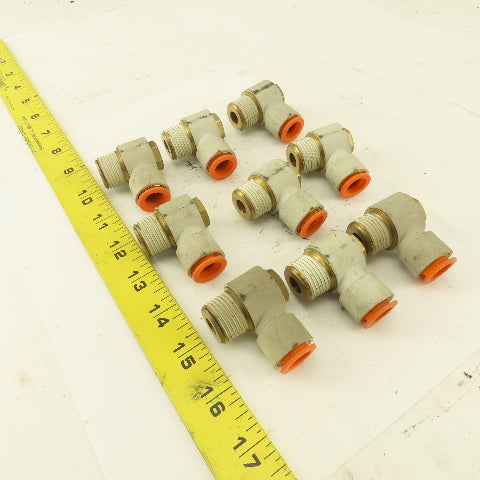1/2" OD 1/2" NPT Thread Nylon Push to Connect Male 90° Elbow Lot of 9