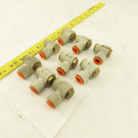 1/2" OD 1/2" NPT Thread Nylon Push to Connect Male 90° Elbow Lot of 9