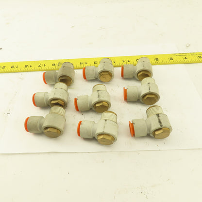 1/2" OD 1/2" NPT Thread Nylon Push to Connect Male 90° Elbow Lot of 9