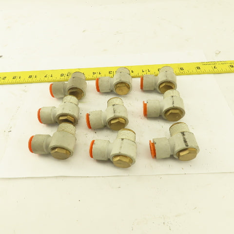 1/2" OD 1/2" NPT Thread Nylon Push to Connect Male 90° Elbow Lot of 9