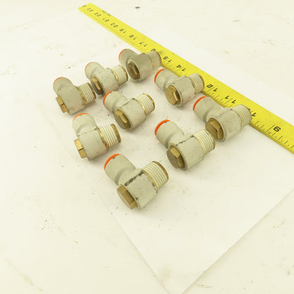 1/2" OD 1/2" NPT Thread Nylon Push to Connect Male 90° Elbow Lot of 9