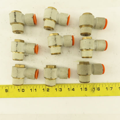 1/2" OD 1/2" NPT Thread Nylon Push to Connect Male 90° Elbow Lot of 9