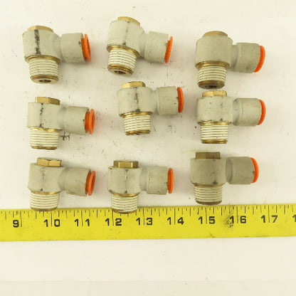 1/2" OD 1/2" NPT Thread Nylon Push to Connect Male 90° Elbow Lot of 9