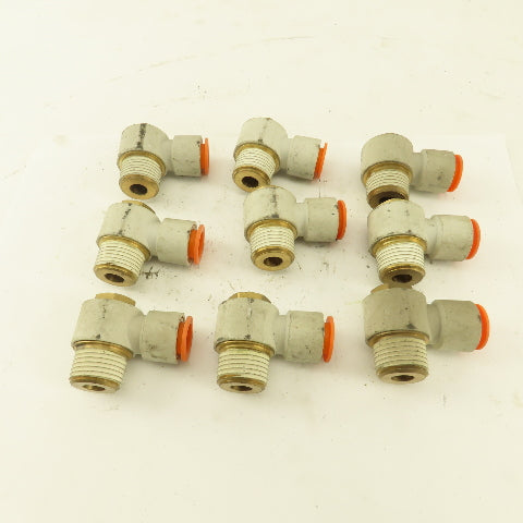 1/2" OD 1/2" NPT Thread Nylon Push to Connect Male 90° Elbow Lot of 9