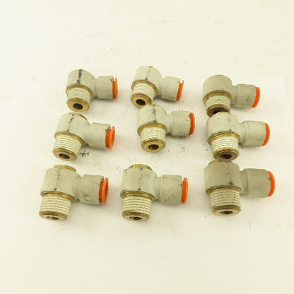 1/2" OD 1/2" NPT Thread Nylon Push to Connect Male 90° Elbow Lot of 9