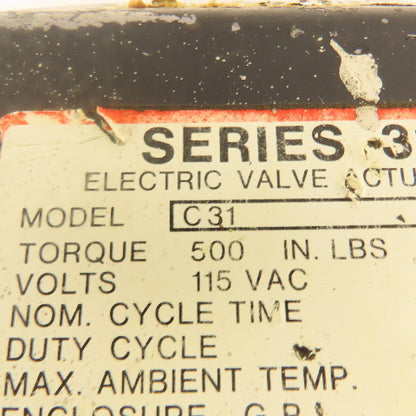 Worcester Controls C31 2" NPT Electric Valve Actuator 115V AC