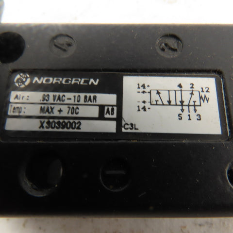 Norgren X3039002 Pressure Or Vacuum Spring Pilot 5/2 Air Valve 1/8NPT