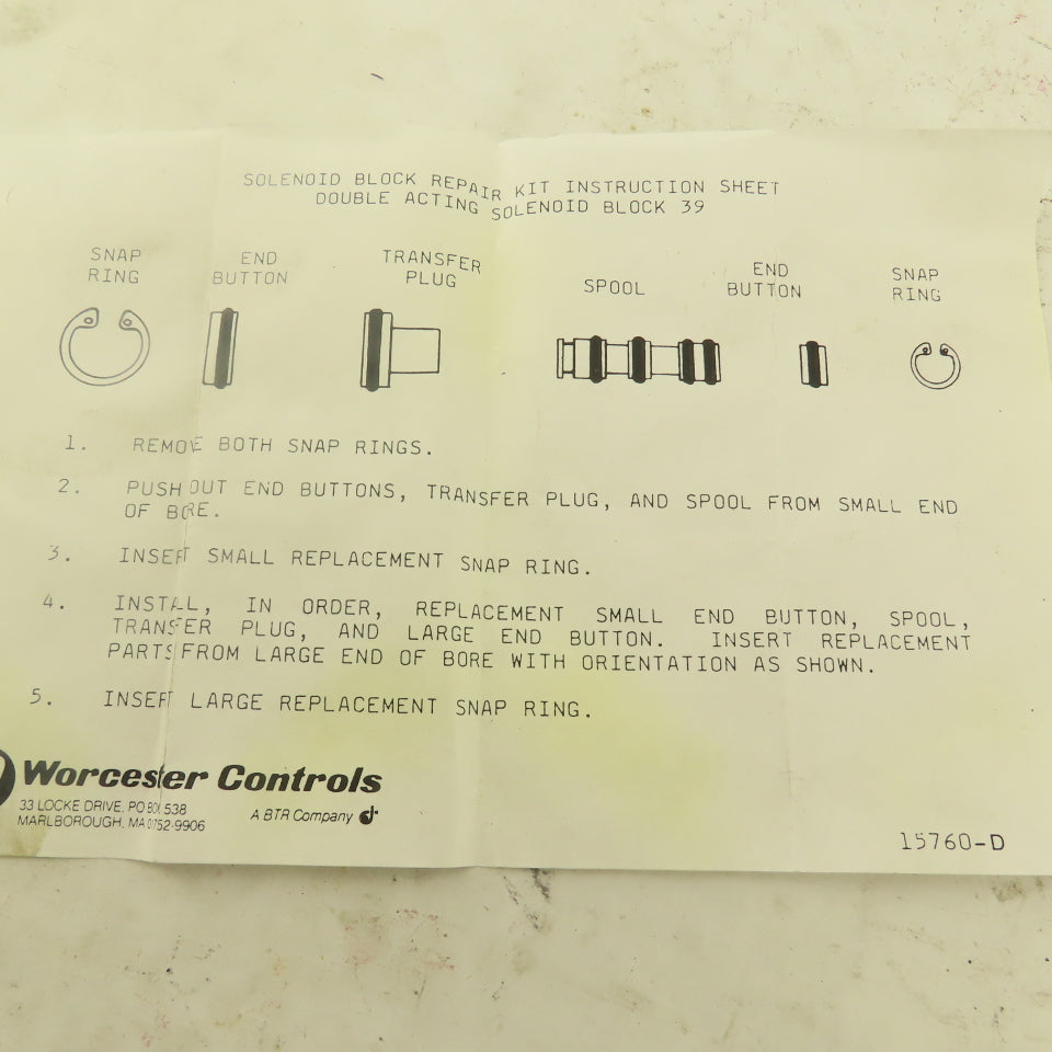 Worcester S RK39 Solenoid Block 39 Rebuild Kit