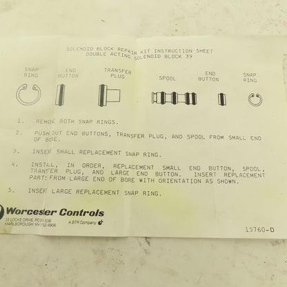 Worcester S RK39 Solenoid Block 39 Rebuild Kit