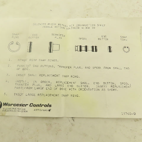 Worcester S RK39 Solenoid Block 39 Rebuild Kit