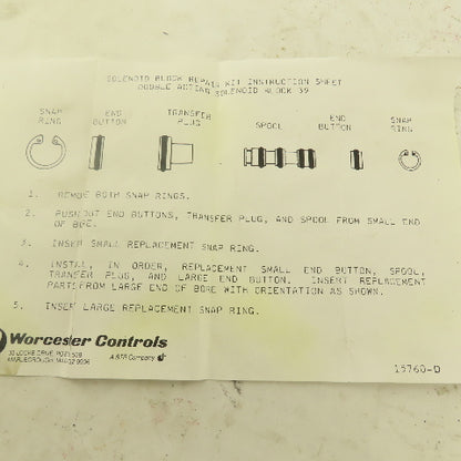 Worcester S RK39 Solenoid Block 39 Rebuild Kit