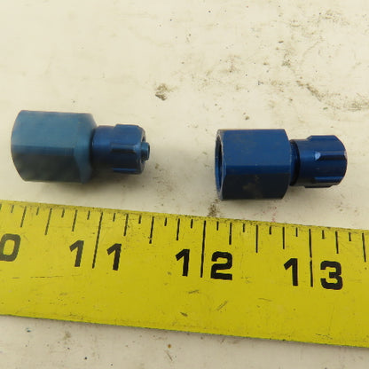 3/16" ID x 1/4" OD Tube 1/4" Female NPT Aluminum Fitting Lot Of 2