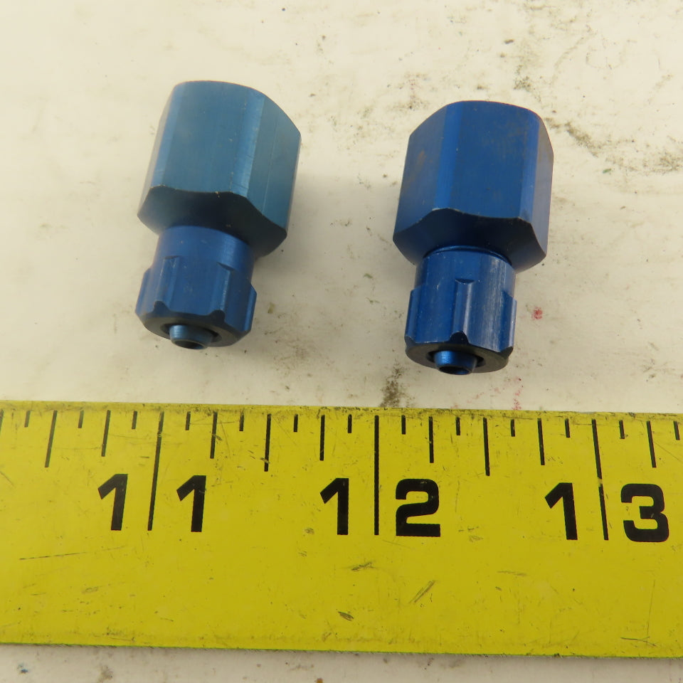 3/16" ID x 1/4" OD Tube 1/4" Female NPT Aluminum Fitting Lot Of 2