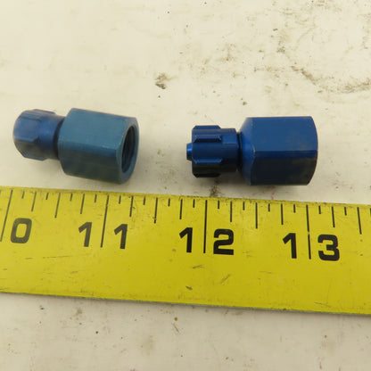 3/16" ID x 1/4" OD Tube 1/4" Female NPT Aluminum Fitting Lot Of 2